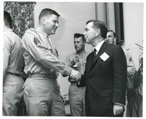 Carl Albert in various poses with unidentified people., 1950-01-01 - 1976-12-31