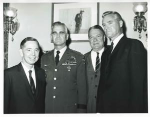 Carl Albert posing with General William Westmoreland, Hale Boggs, and Ernest Hollings., 1950-01-01 - 1976-12-31