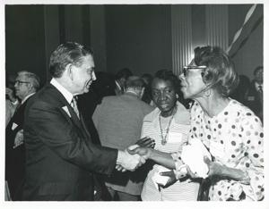Carl Albert with various unidentified people during his birthday, 1976, 1976-05-10