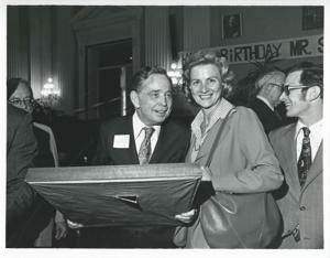 Carl Albert with various unidentified people during his birthday, 1976, 1976-05-10