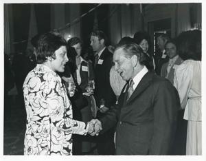 Carl Albert with various unidentified people during his birthday, 1976, 1976-05-10