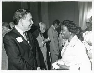 Carl Albert with various unidentified people during his birthday, 1976, 1976-05-10