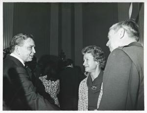 Carl Albert speaking with unidentified people at his birthday party, 1976, 1976-05-10