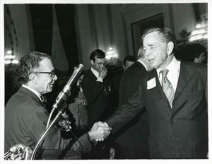 Carl Albert with various unidentified people at his birthday party, 1976, 1976-05-10