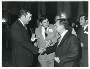 Carl Albert with various unidentified people at his birthday party, 1976, 1976-05-10