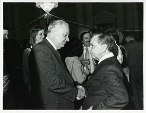 Carl Albert with various unidentified people at his birthday party, 1976, 1976-05-10