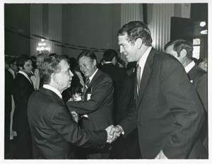Carl Albert with various unidentified people at his birthday party, 1976, 1976-05-10