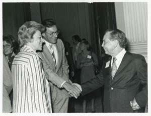 Carl Albert with various unidentified people at his birthday party, 1976, 1976-05-10