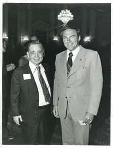 Carl Albert with unidentified people at his birthday party, 1976, 1976-05-10