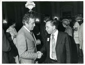 Carl Albert with unidentified people at his birthday party, 1976, 1976-05-10