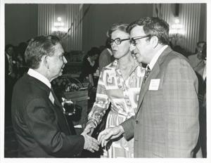 Carl Albert with unidentified people at his birthday party, 1976, 1976-05-10