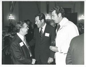Carl Albert with unidentified people at his birthday party, 1976, 1976-05-10