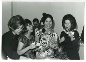 Helen Newman Tuttle, Jane England Lawton, Carole Howard at Carl Albert&#39;s birthday party. May 10, 1974, 1974-05-10