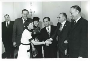 Carl Albert, Mary Albert, and others at Mr. Albert&#39;s birthday party. May 10, 1974, 1974-05-10