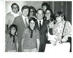 Carl Albert with unidentified people., 1950-01-01 - 1976-12-31