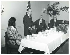 Carl Albert, David Hall, Tom Steed, and an unidentified woman., 1950-01-01 - 1976-12-31