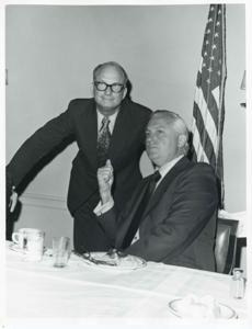 Charles Ward and David Hall speaking to one another., 1950-01-01 - 1976-12-31