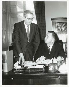 Carl Albert speaking with unidentified people., 1950-01-01 - 1976-12-31