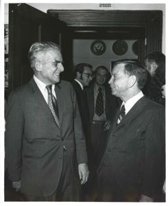 Carl Albert speaking with an unidentified man. January 1972, 1972-01-10