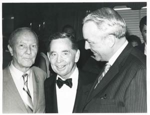 Carl Albert posing with two unidentified men., 1950-01-01 - 1976-12-31