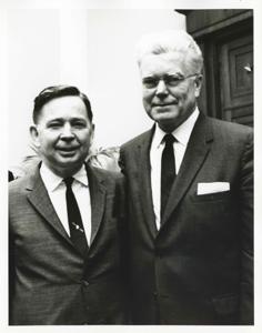 Carl Albert posing with an unidentified man., 1950-01-01 - 1976-12-31