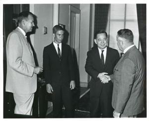 Carl Albert with Congressman Van Deerlin and two unidentified men., 1950-01-01 - 1976-12-31