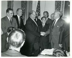 Carl Albert with unidentified men., 1950-01-01 - 1976-12-31