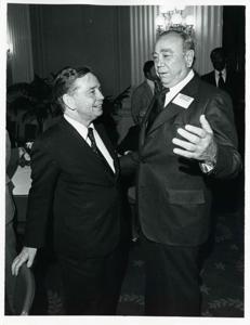 Carl Albert with unidentified people at the reception for freshman members of the 94th Congress. December 1, 1975, 1975-12-01