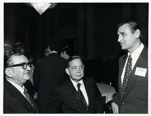 Carl Albert with unidentified people at the reception for freshman members of the 94th Congress. December 1, 1975, 1975-12-01