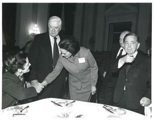 Carl Albert, Thomas P. O&#39;Neill, and others at a reception honoring freshman members of the 94th Congress. December 1, 1975, 1975-12-01