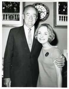 Hubert H. Humphrey posing with Polly Ritter., 1950-01-01 - 1976-12-31