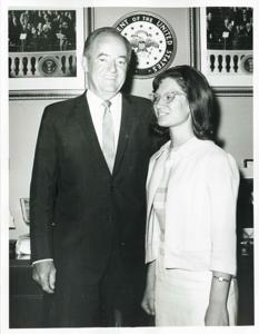 Hubert H. Humphrey posing with an unidentified woman., 1950-01-01 - 1976-12-31