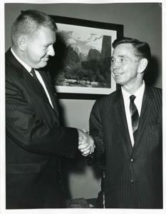 Carl Albert with an unidentified man., 1950-01-01 - 1976-12-31