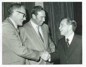 Carl Albert with unidentified people., 1950-01-01 - 1976-12-31