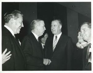 Carl Albert standing with Mr. and Mrs. Spiro Agnew and others., 1950-01-01 - 1976-12-31