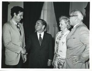 Carl Albert with three unidentified people., 1950-01-01 - 1976-12-31