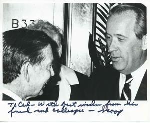 Henry M. Jackson and Carl Albert talking to one another., 1950-01-01 - 1976-12-31