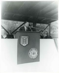 Carl Albert speaking at a ceremony., 1950-01-01 - 1976-12-31