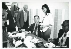 Carl Albert at the dedication of the housing projects at Tishomingo. June 1971, 1971-06-01