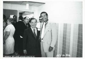 Carl Albert at the dedication of the housing projects at Tishomingo. June 1971, 1971-06-01