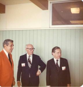 Carl Albert at the Oklahoma State Fairgrounds. He was giving a speech at the Energy Program. Ray Trent is also present. September 29, 1973, 1973-09-29