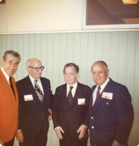 Carl Albert at the Oklahoma State Fairgrounds. He was giving a speech at the Energy Program. Ray Trent is also present. September 29, 1973, 1973-09-29