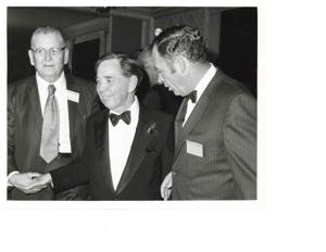 Carl Albert with Lyndon B. and Lady Bird Johnson and an unidentified reporter., 1950-01-01 - 1976-12-31