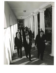 Richard M. Nixon, Carl Albert, and Thomas P. O&#39;Neill. James O. Eastland in background. October 12, 1973, 1973-10-12
