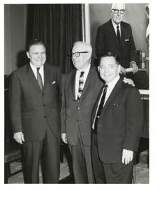 Hubert Humphrey with some unidentified men and Virgil Grissom., 1950-01-01 - 1976-12-31
