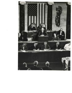 Carl Albert seated in the Speaker&#39;s chair., 1950-01-01 - 1976-12-31