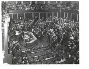 Carl Albert standing with an unidentified man., 1950-01-01 - 1976-12-31