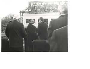 Richard M. Nixon (from the back) at his presidential inauguration. January 20, 1973, 1973-01-20