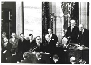 Joint session of Congress. Carl Albert in Speaker&#39;s Chair., 1950-01-01 - 1976-12-31