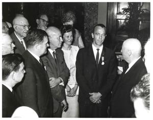 Carl Albert with a group of astronauts. Frank Borman and Edward White are pictured., 1950-01-01 - 1976-12-31